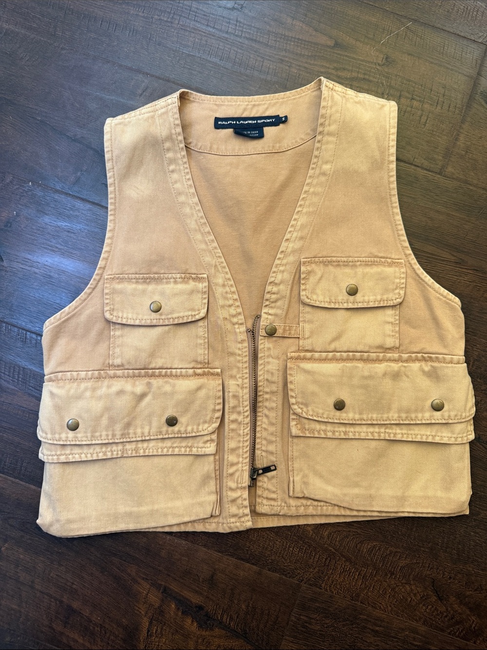 Ralph Lauren Tan Canvas Vest with Running Horses Print - Picture 2 of 2